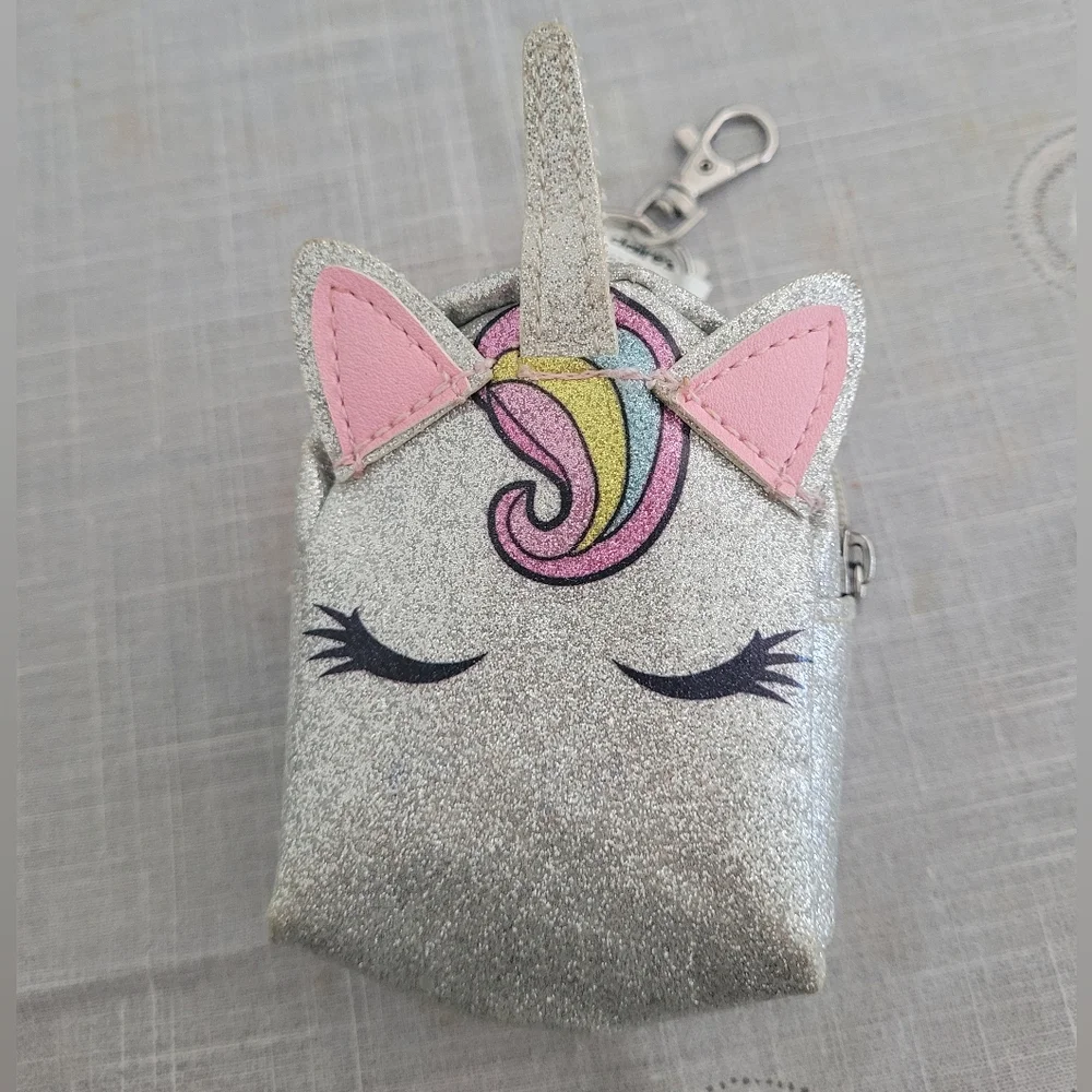 NWT-Claire's Glitter Unicorn Change Purse Mini Backpack With Key chain